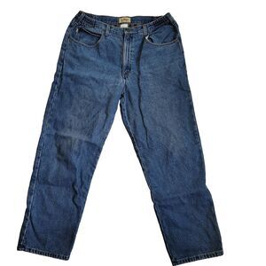 LL Bean Jeans Size 37x30 Blue Denim Plaid Flannel Lined Comfort Waist Hunting